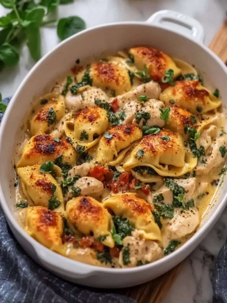 Crockpot Creamy Tuscan Chicken Tortellini