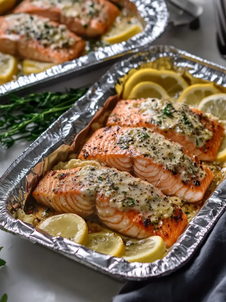 Creamy Garlic Herb Seafood Foil Packs – Easy Salmon Steaks Delight