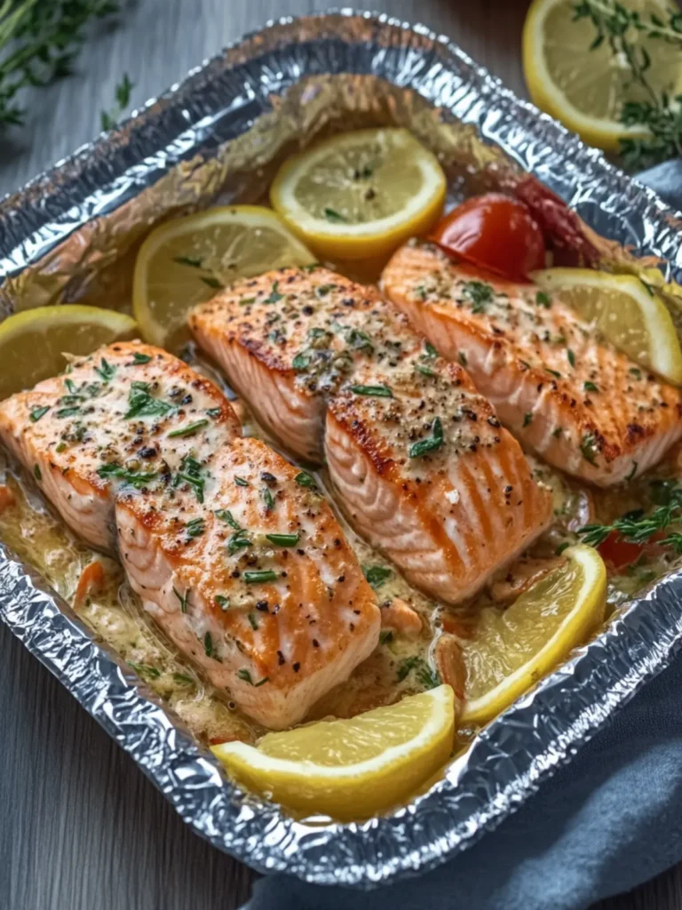 Creamy Garlic Herb Seafood Foil Packs – Easy Salmon Steaks Delight