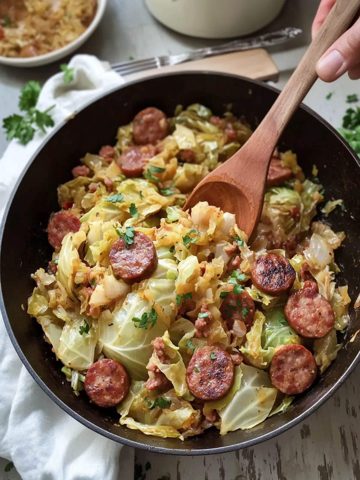 Cabbage and Smoked Sausage Skillet
