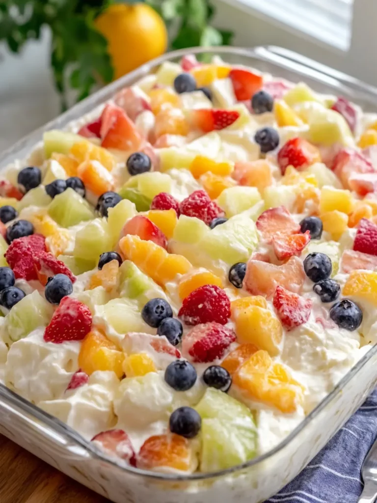 Creamy Fruity No-Bake Dessert Salad for Easy Indulgence 2 Creamy Fruity No-Bake Dessert Salad