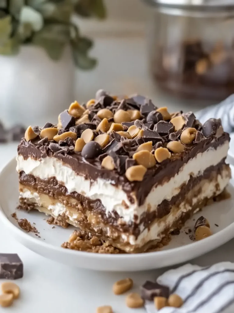 Decadent No-Bake Chocolate Peanut Butter Lasagna Party Treat 2 No-Bake Chocolate Peanut Butter Lasagna