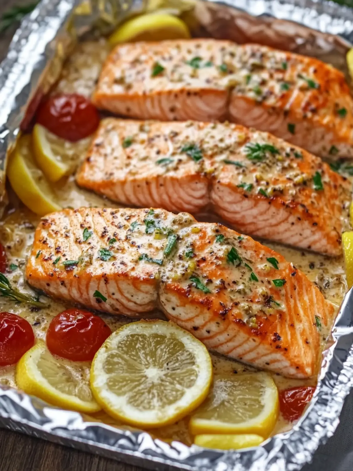 Creamy Garlic Herb Seafood Foil Packs – Easy Salmon Steaks Delight