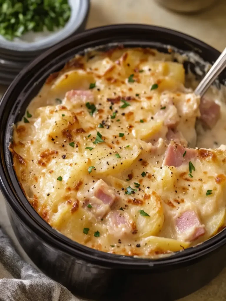 Creamy Slow Cooker Scalloped Potatoes and Chicken Ham Delight 2 Slow Cooker Scalloped Potatoes and Chicken Ham