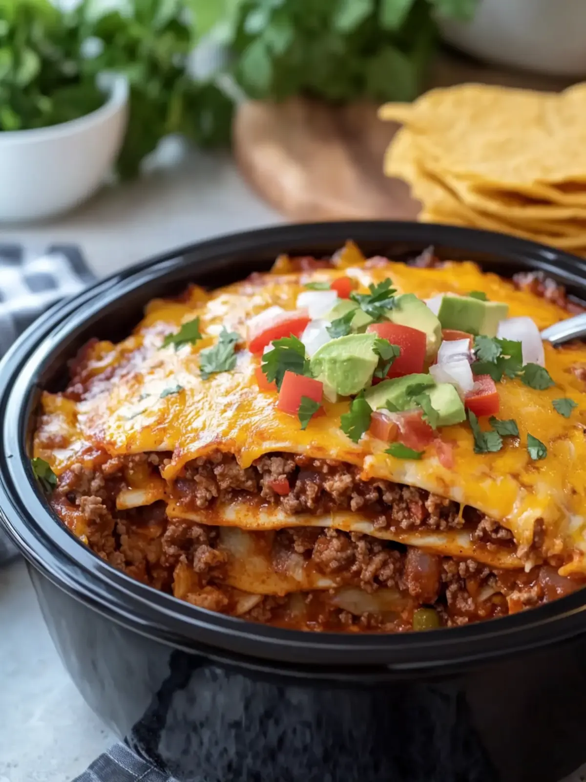 Crockpot Beef Enchilada Casserole Your New Family Favorite 5 Crockpot Beef Enchilada Casserole
