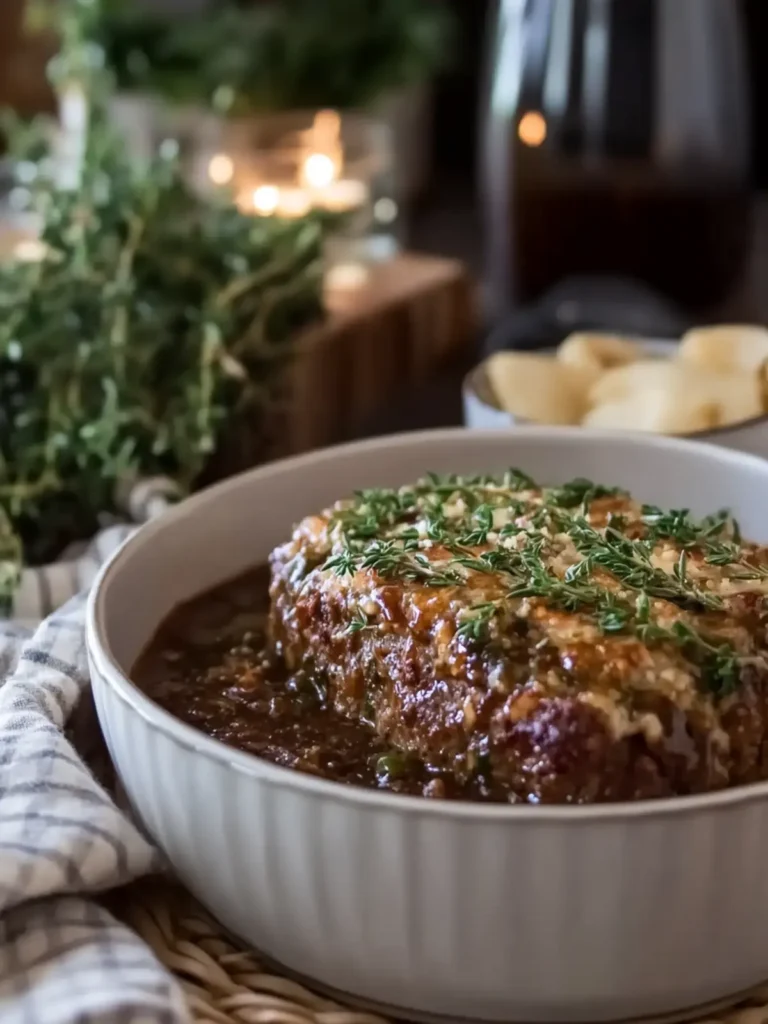 Slow Cooker Herb Glazed Homestyle Meatloaf
