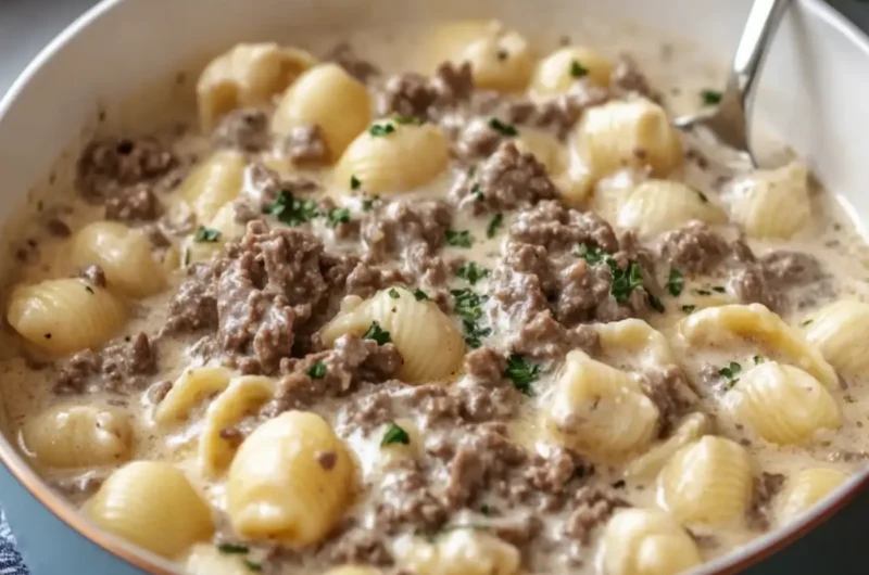 Crockpot Creamy Beef & Shells