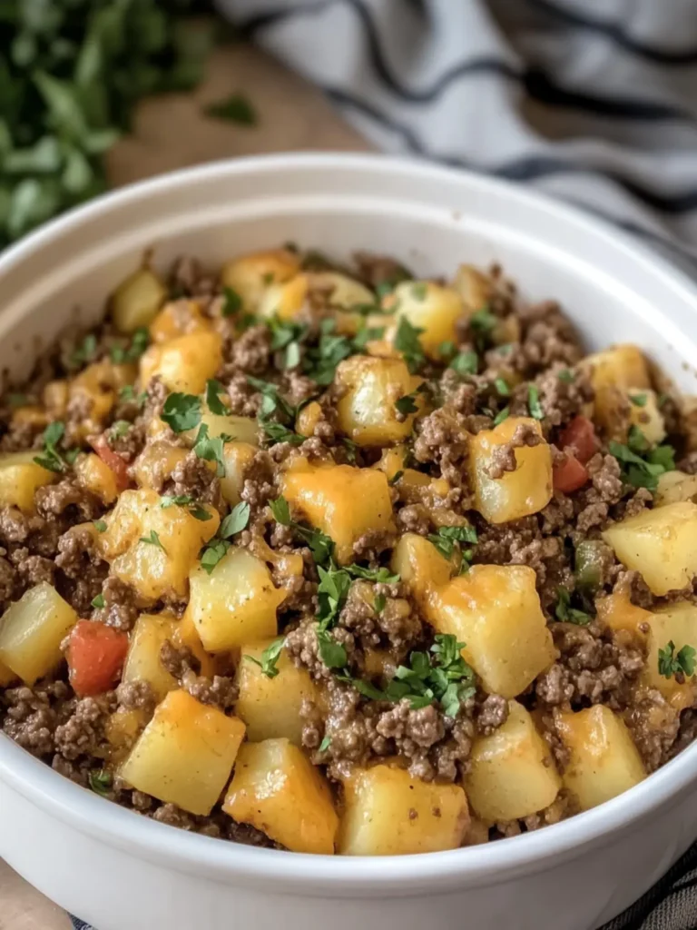 Cheesy Ground Beef and Potato Hash