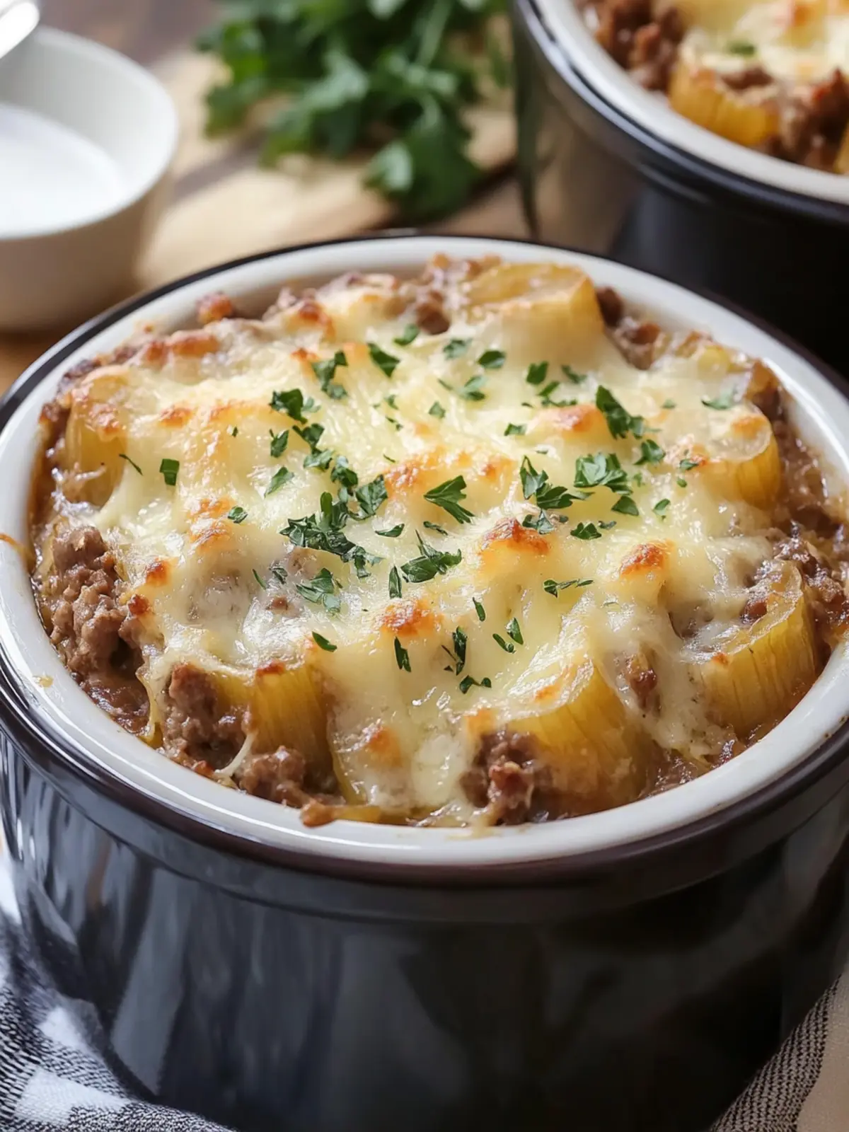 Crockpot French Onion Beef Casserole