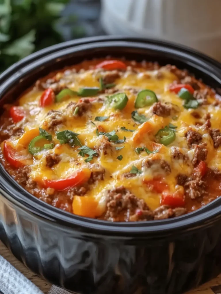 Crockpot Cheesy Beef and Pepper Casserole That Comforts You 3 Crockpot Cheesy Beef and Pepper Casserole