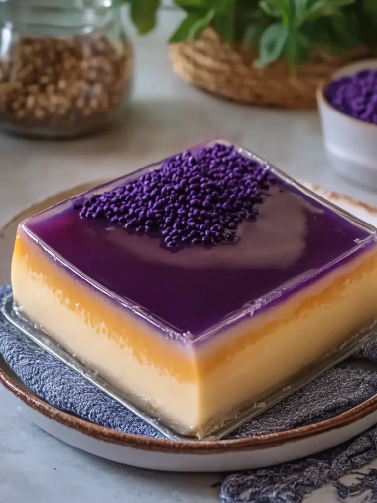 Ube Biko Flan: Delightfully Creamy Purple Rice Dessert 2 Ube Biko Flan