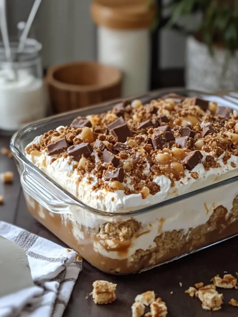 Irresistible Snickers Caramel Fluff Dessert Casserole Delight 3 Snickers Caramel Fluff Dessert Casserole