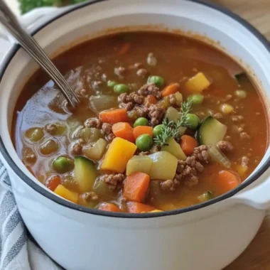 Comforting Hearty Ground Beef and Vegetable Soup for All