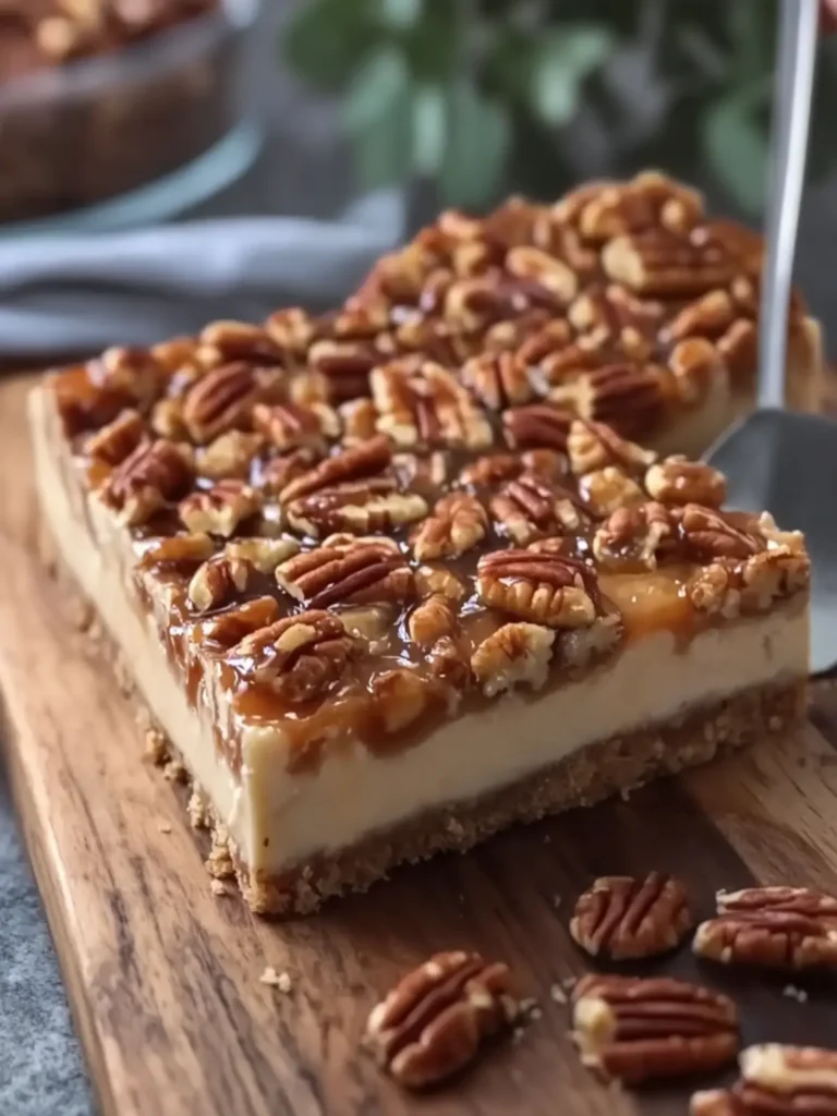 Decadent Salted Caramel Pecan Cheesecake Bars You'll Love 3 Salted Caramel Pecan Cheesecake Bars