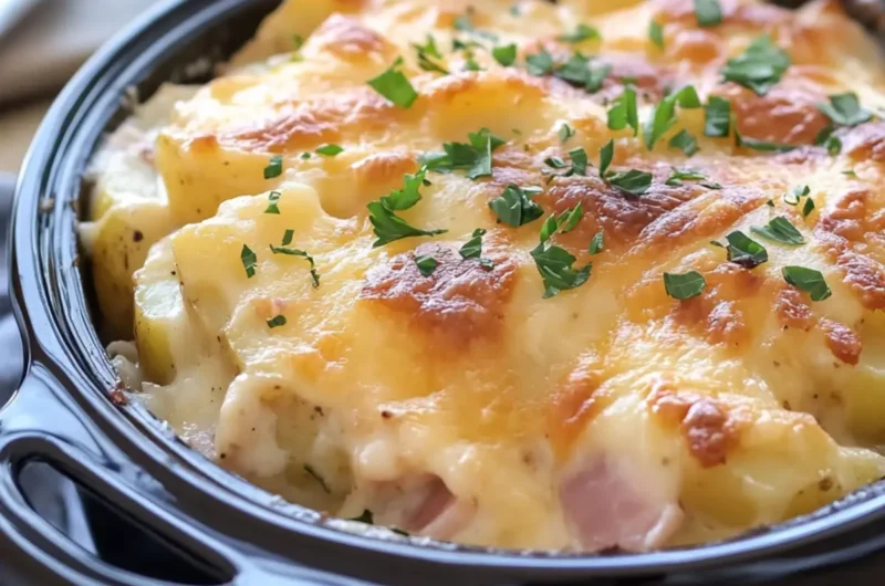 Slow Cooker Scalloped Potatoes and Chicken Ham