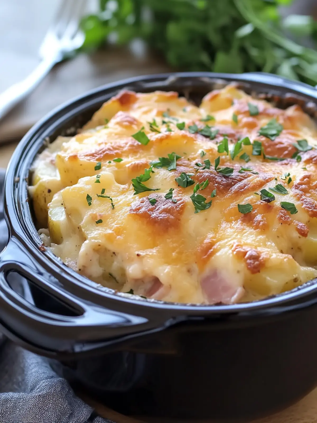 Slow Cooker Scalloped Potatoes and Chicken Ham