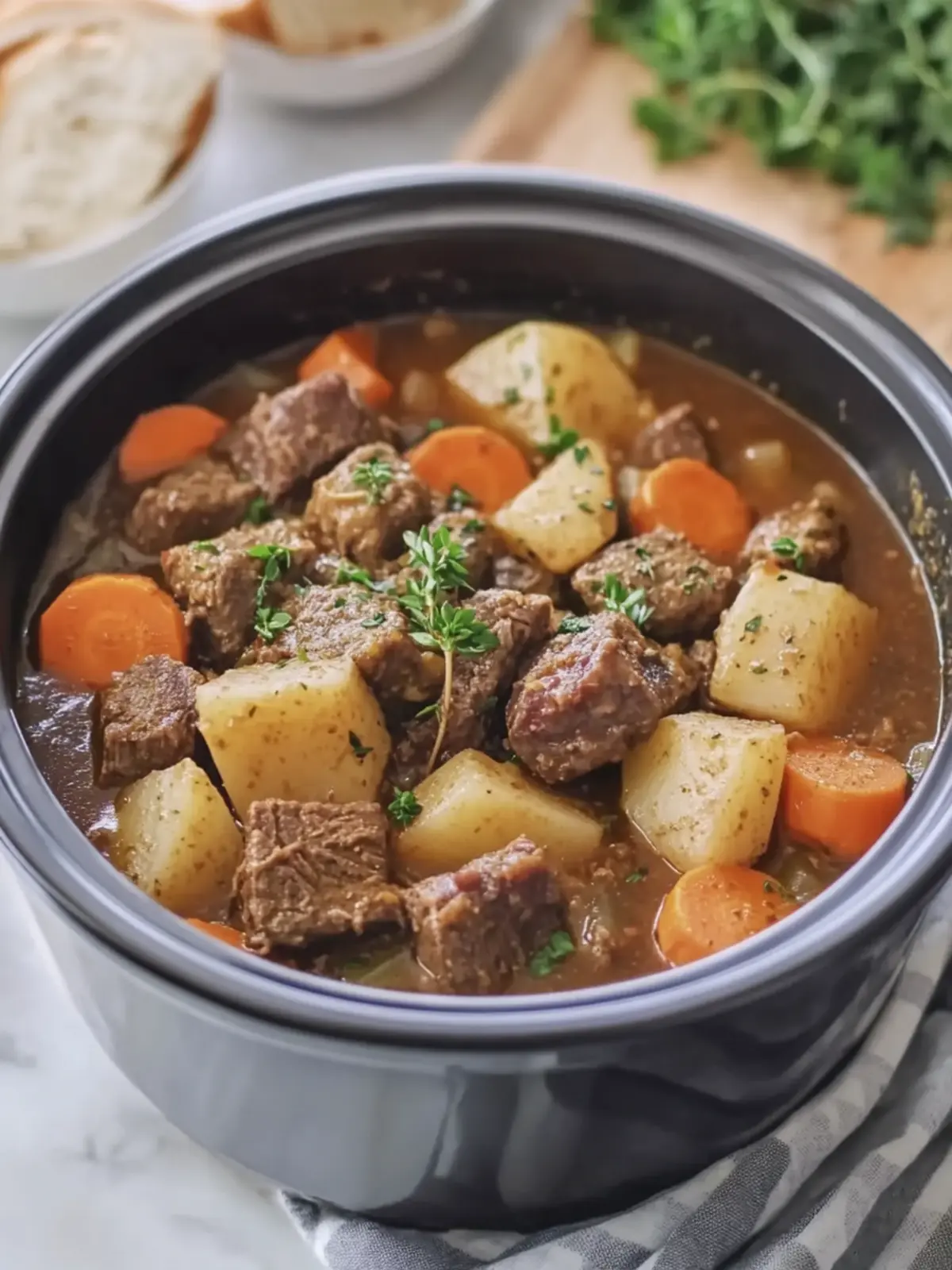 Crock Pot Beef Stew – Dump and Go, Thick and Cozy