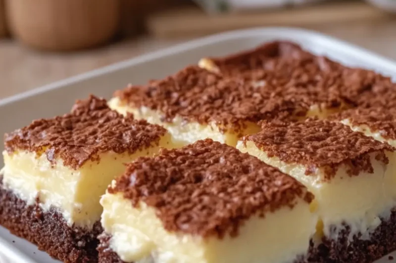 Fudgy Vanilla Brownies with Creamy Pudding Center