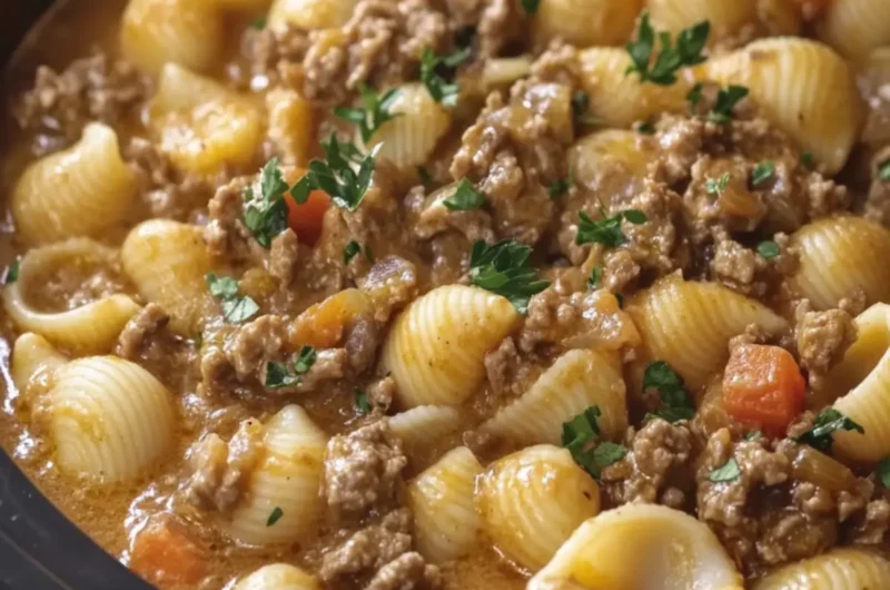 Crockpot Creamy Beef & Shells