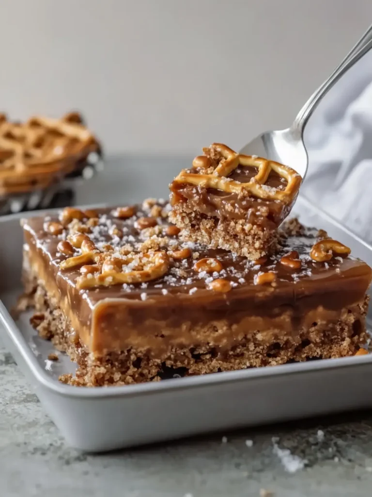 Oven Baked 5-Ingredient Caramel Pretzel Crunch Bars