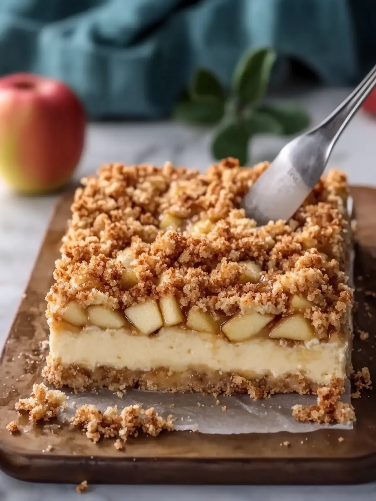 Brown Butter Apple Crumble Cheesecake Bars