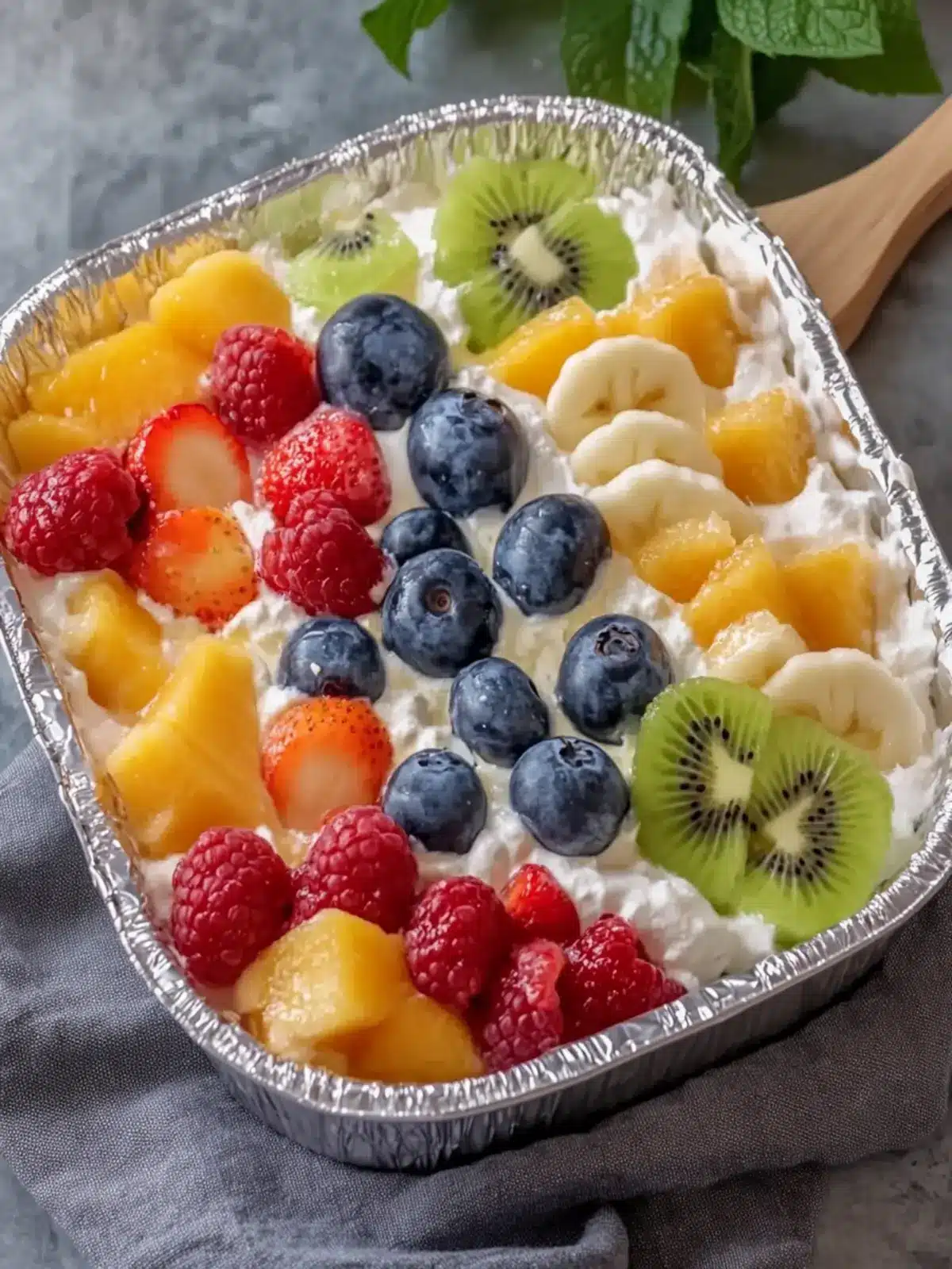 Cheesecake Fruit Salad in a Tin Foil Tray Everyone Will Love 5 Cheesecake Fruit Salad in a Tin Foil Tray
