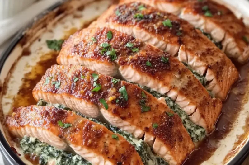 Stuffed Salmon with Spinach Dip