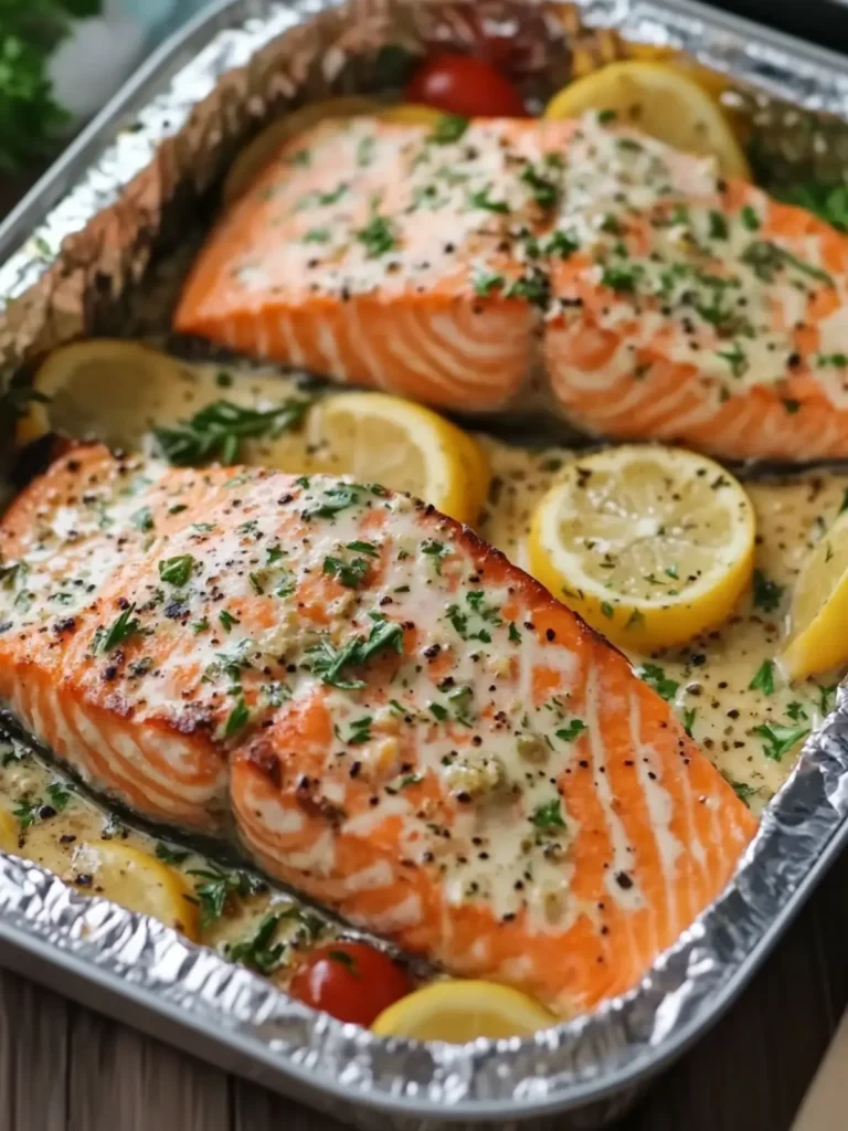 Creamy Garlic Herb Seafood Foil Packs – Easy Salmon Steaks Delight