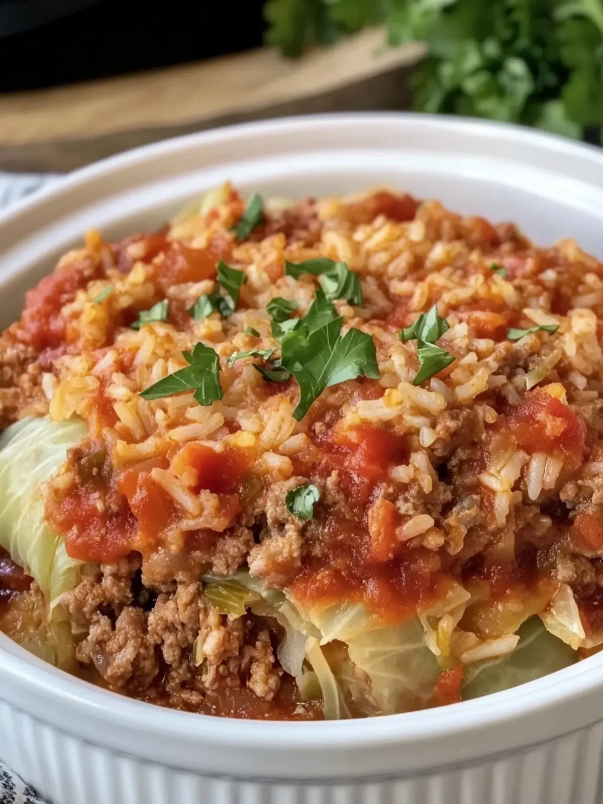 Crockpot Cabbage Roll Casserole Savory Beef & Tender Rice Delight 5 Crockpot Cabbage Roll Casserole Savory beef and Tender Rice mixture