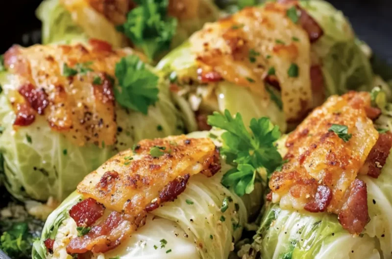 Crispy Turkey Bacon & Mozzarella Cabbage Rolls