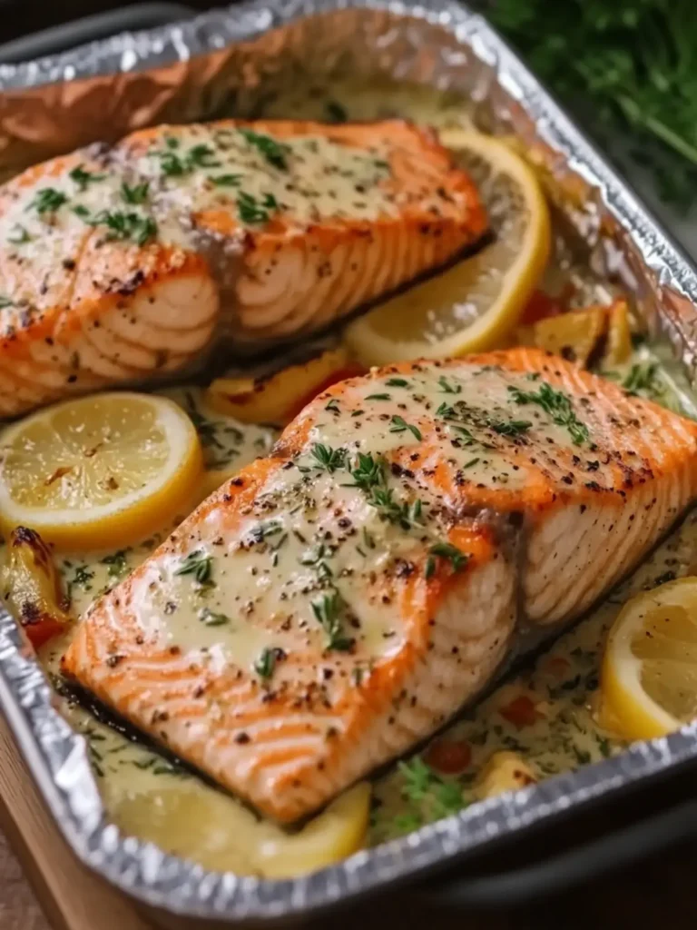 Creamy Garlic Herb Seafood Foil Packs – Easy Salmon Steaks Delight