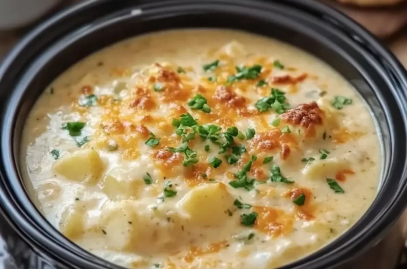 Crockpot Loaded Potato Soup with Cheddar Bay Biscuits