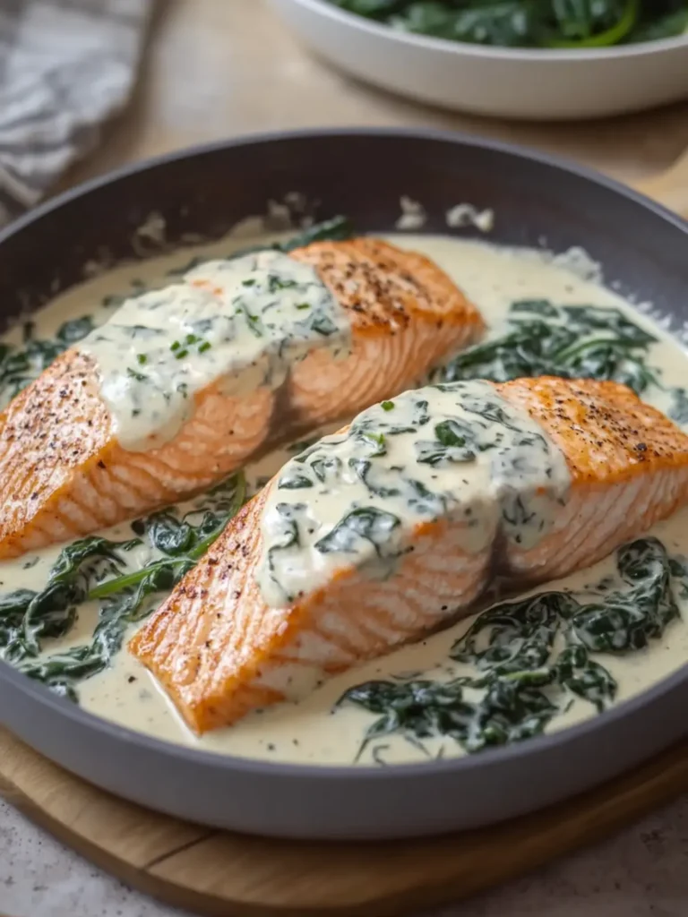 Creamy Boursin Salmon with Spinach: A Flavorful Delight 2 Creamy Boursin Salmon with Spinach