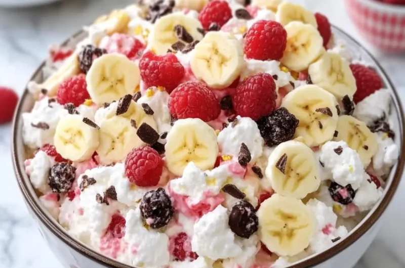 Banana Split Fluff Salad in a Bowl