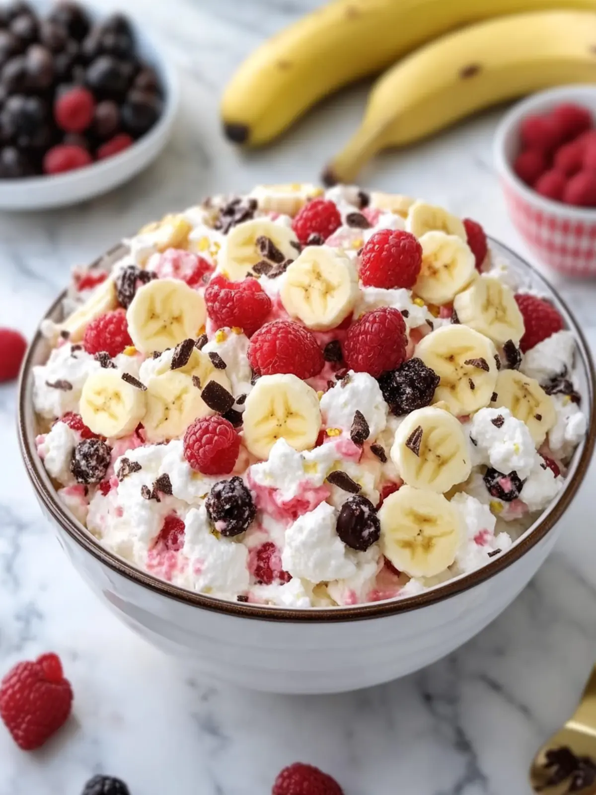 Irresistible Banana Split Fluff Salad in a Bowl Delight 5 Banana Split Fluff Salad in a Bowl