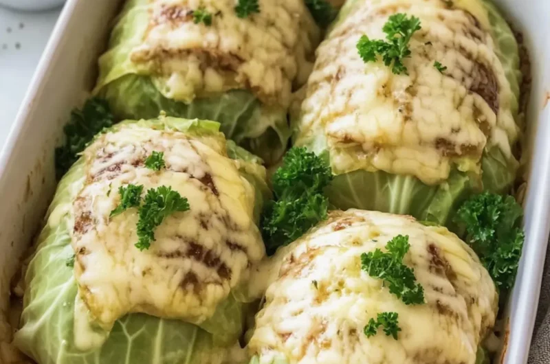 Creamy Garlic Parmesan Cabbage Rolls
