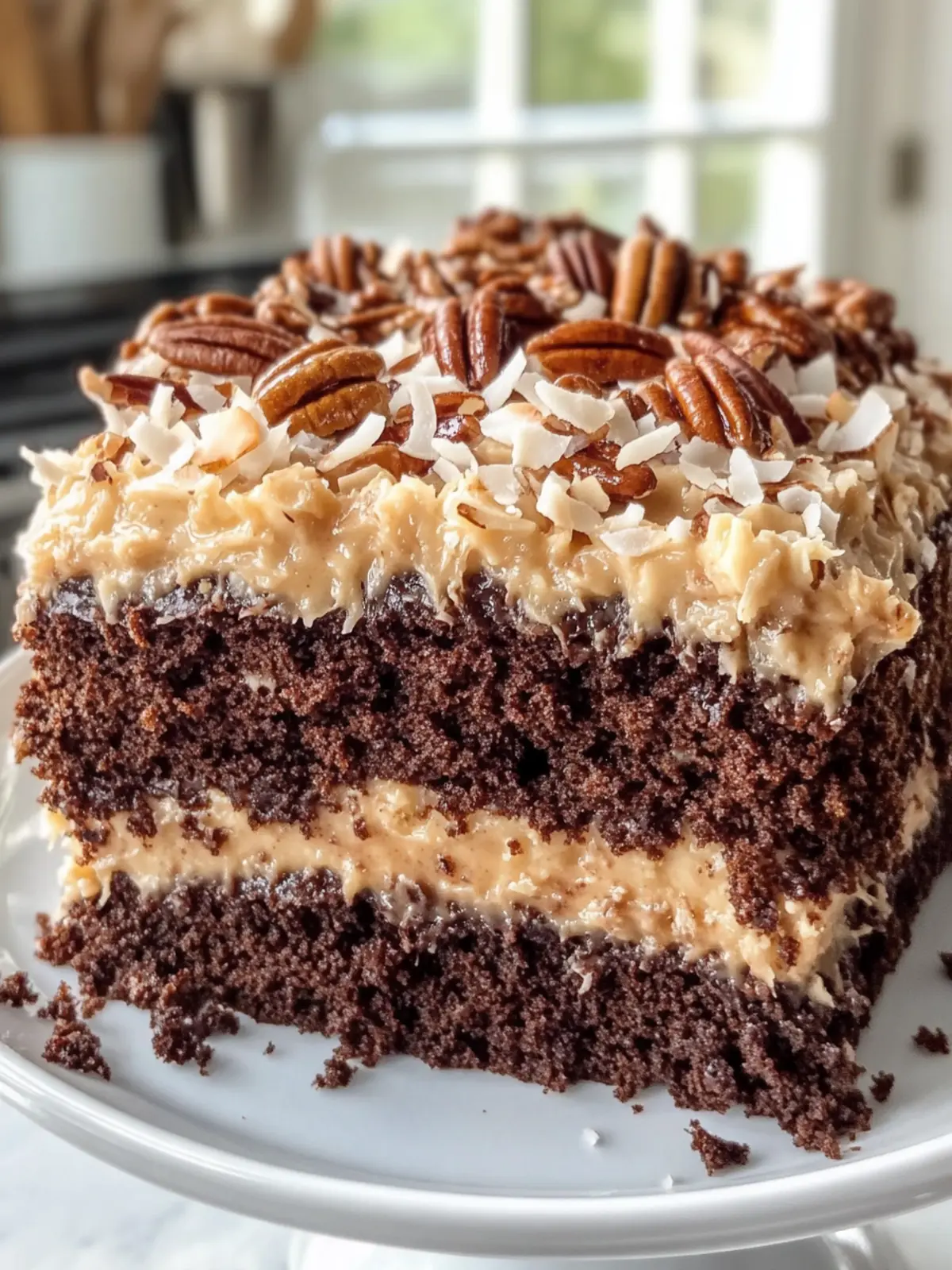 Decadent German Chocolate Cake with Coconut Pecan Frosting 5 German Chocolate Cake with Coconut Pecan Frosting