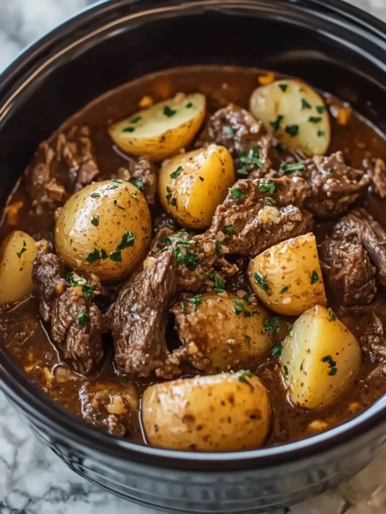 Savory Slow Cooker Garlic Butter Beef and Potatoes Delight 3 Slow Cooker Garlic Butter Beef and Potatoes