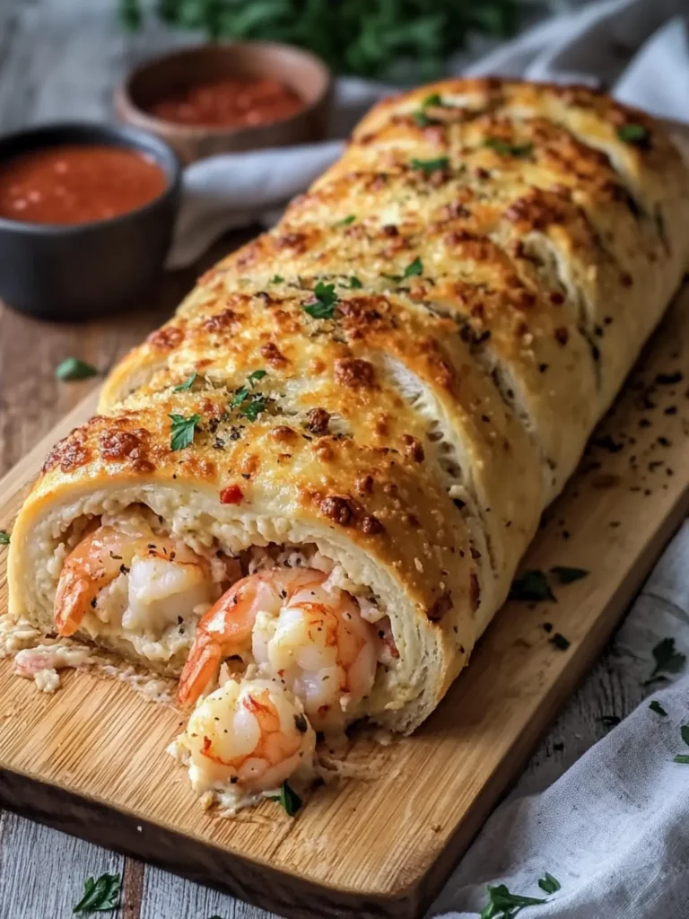 Golden Seafood Crab and Shrimp Stromboli Bake