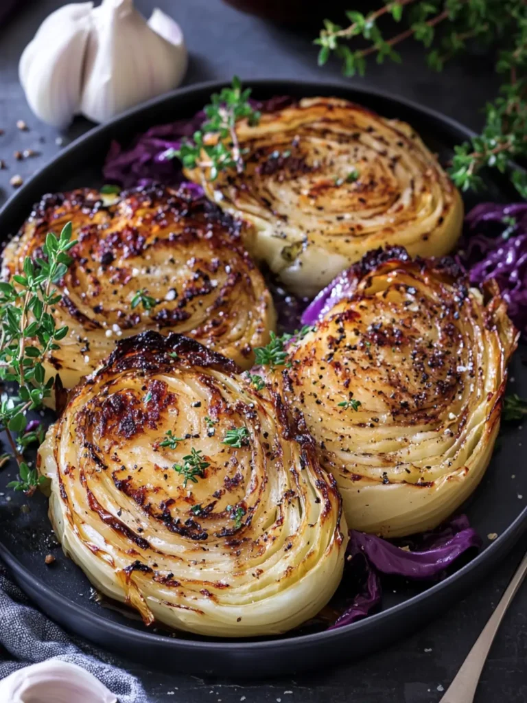 Savory Roasted Cabbage Steaks with Creamy Garlic Dip 2 Roasted Cabbage Steaks