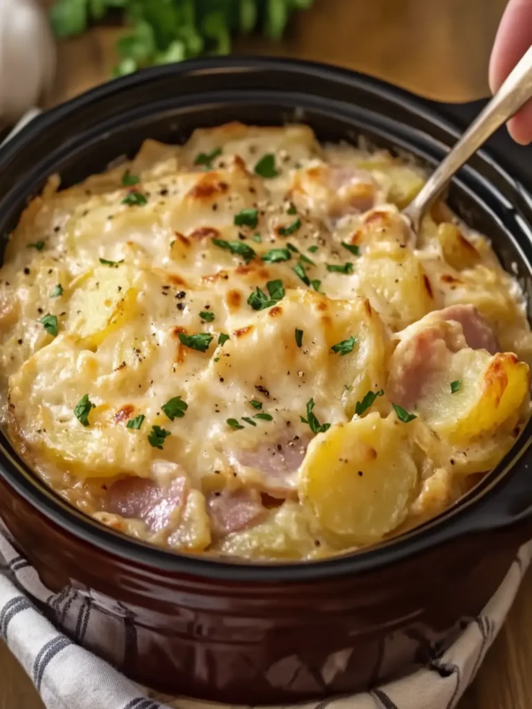 Creamy Slow Cooker Scalloped Potatoes and Chicken Ham Delight 3 Slow Cooker Scalloped Potatoes and Chicken Ham