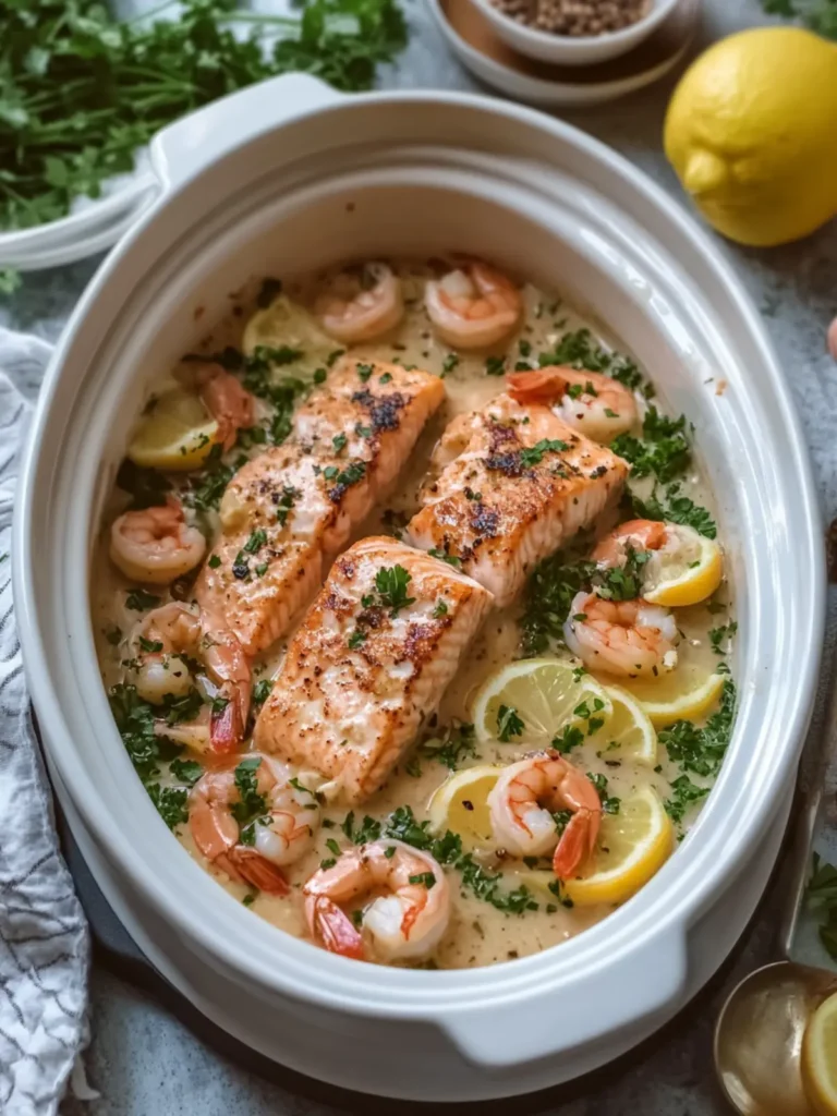 Slow Cooker Salmon & Shrimp Garlic Butter Feast in One Pot 4 Slow Cooker Salmon & Shrimp Garlic Butter Feast
