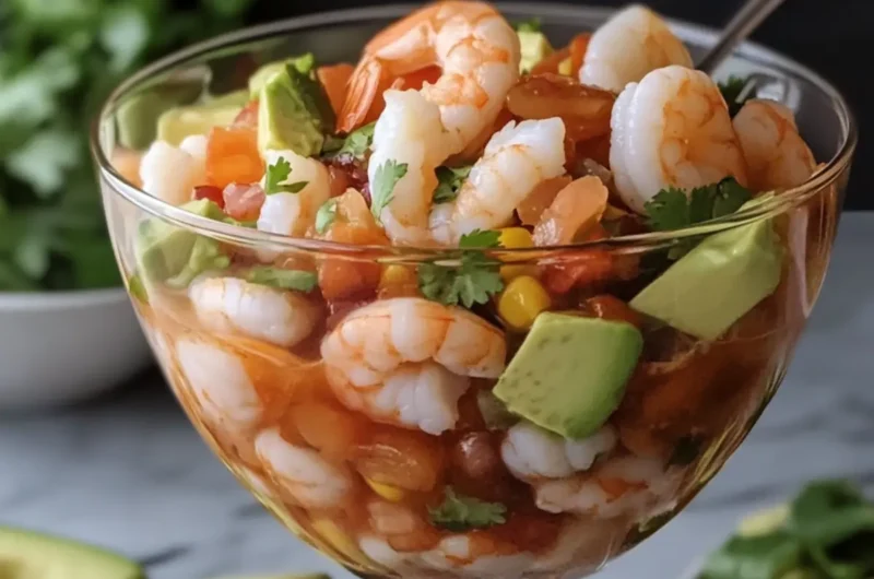 Chilled Mexican Shrimp Seafood Cocktail with Avocado
