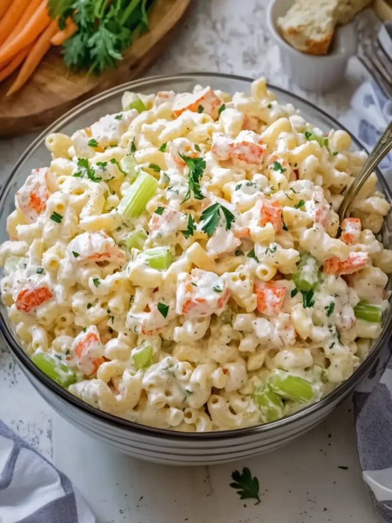 Creamy Crab and Celery Seafood Macaroni Salad for Summer Fun 2 Creamy Crab and Celery Seafood Macaroni Salad