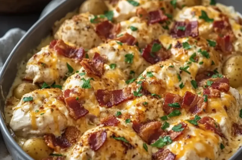 Creamy Ranch Chicken with Baby Potatoes, Cheddar & Crispy Bacon