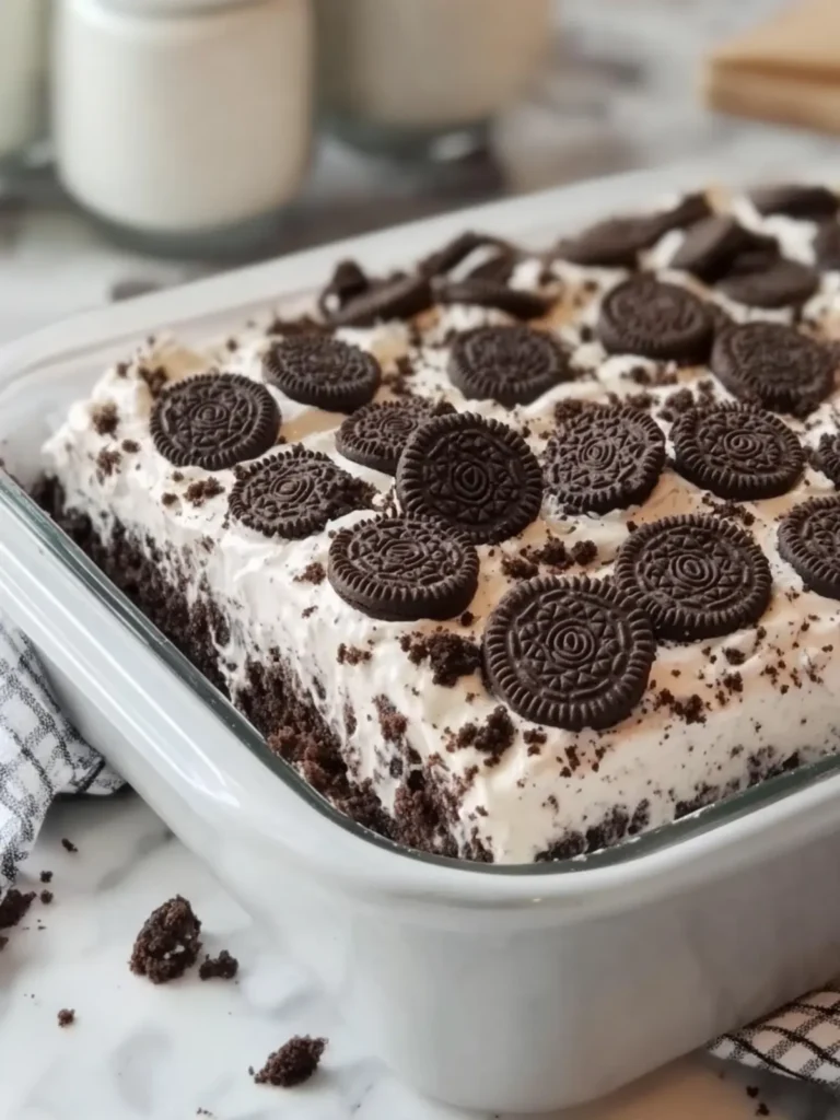 No-Bake Oreo Dirt Cake Casserole
