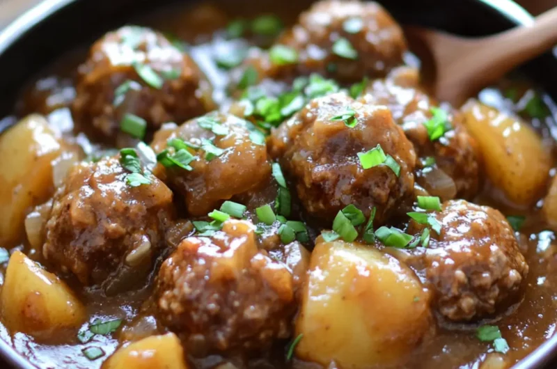 Slow-Cooker French Onion Meatballs & Potatoes