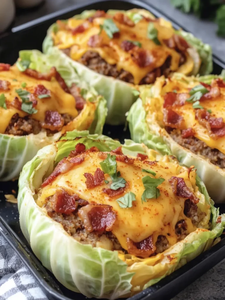 Crispy Bacon Cheeseburger Cheddar Cabbage Cups Delight 4 Crispy Bacon Cheeseburger Cheddar Cabbage Cups