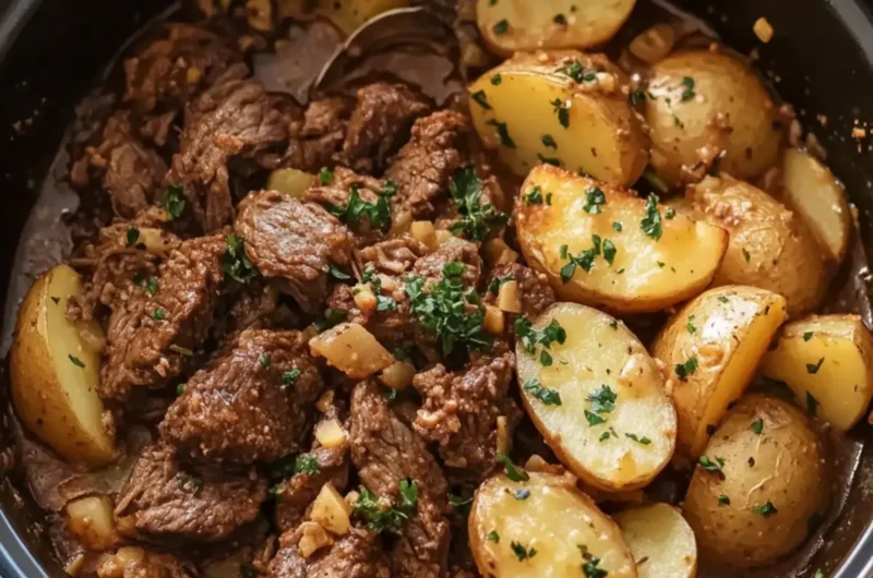 Slow Cooker Garlic Butter Beef and Potatoes