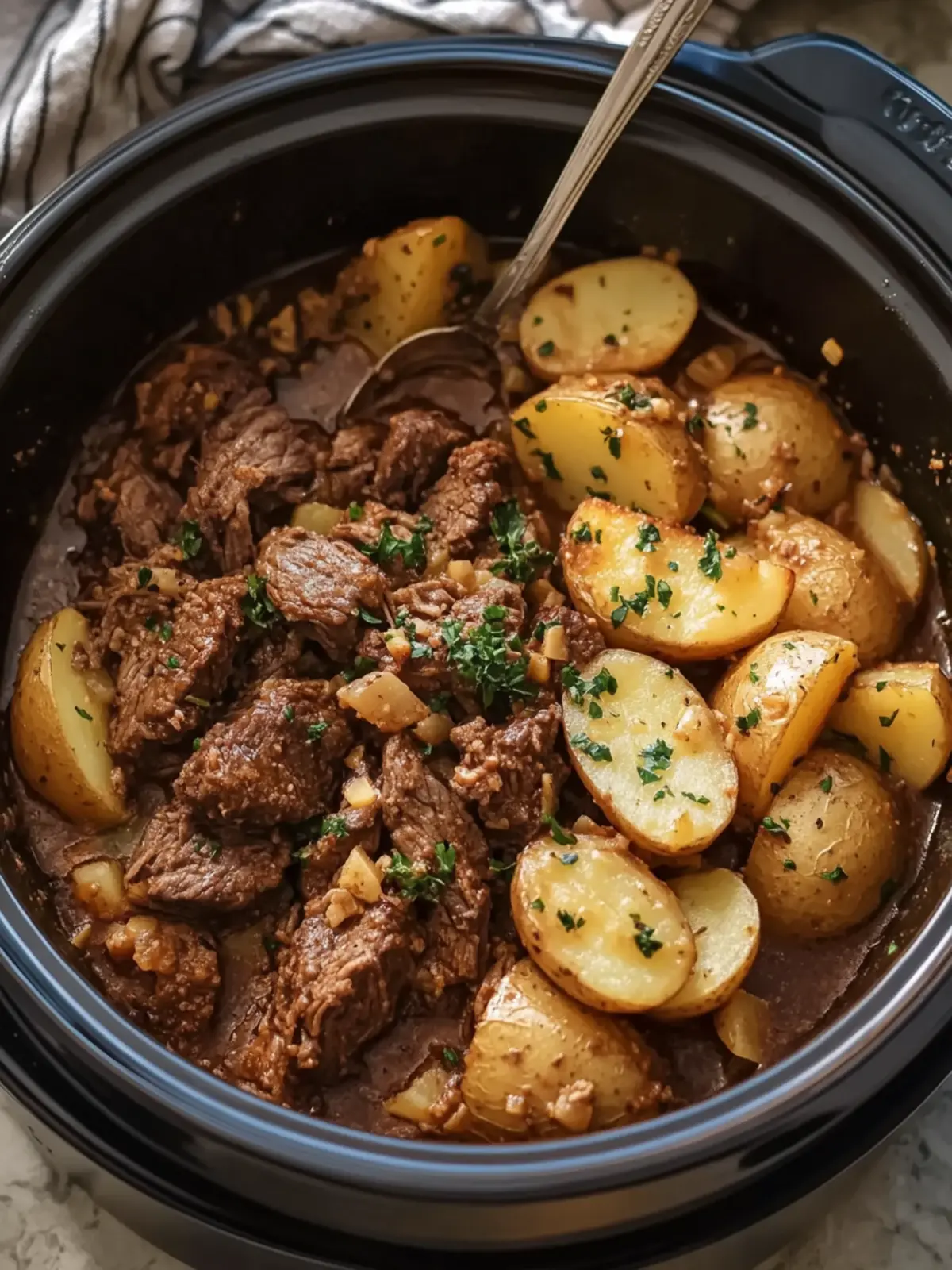 Savory Slow Cooker Garlic Butter Beef and Potatoes Delight 5 Slow Cooker Garlic Butter Beef and Potatoes